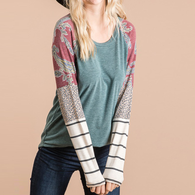 SALE!  Last Piece - Size S - Paisley Colorblock Top