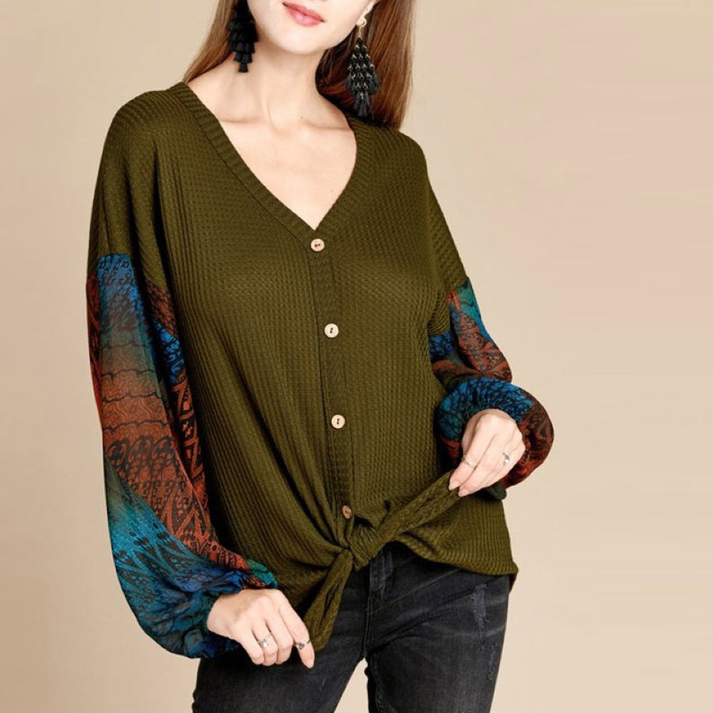 Love Kuza Vivid Button Down Sweater Top