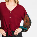 Burgundy Size 8 Love Kuza Vivid Button Down Sweater Top