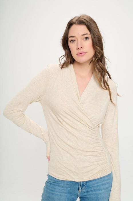 Love Kuza Belong - Oatmeal Grace Wrap Top