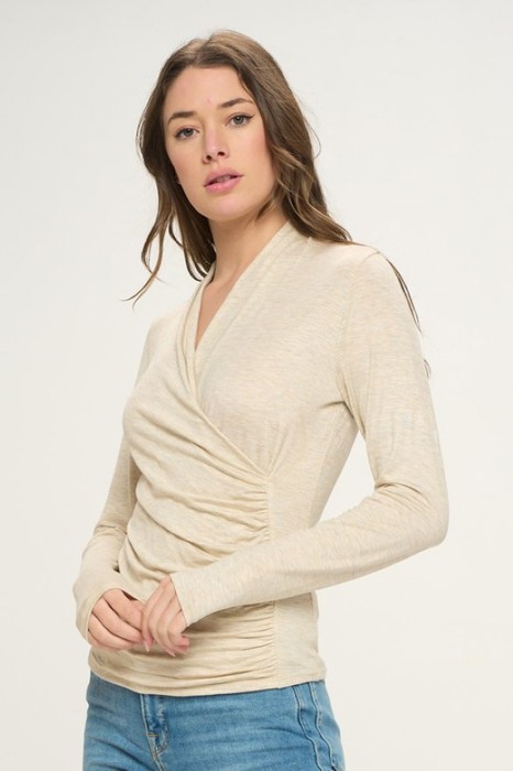 Love Kuza Belong - Oatmeal Grace Wrap Top