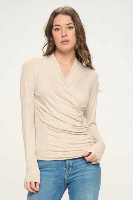Love Kuza Belong - Oatmeal Grace Wrap Top