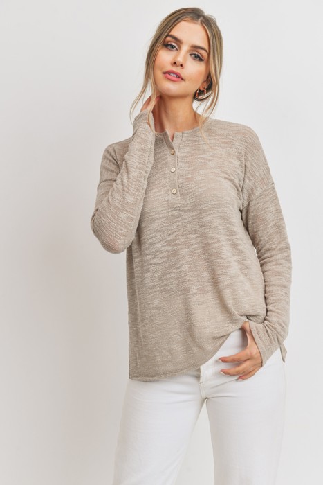 Love Kuza Belong - Sandstone Ease Henley Top