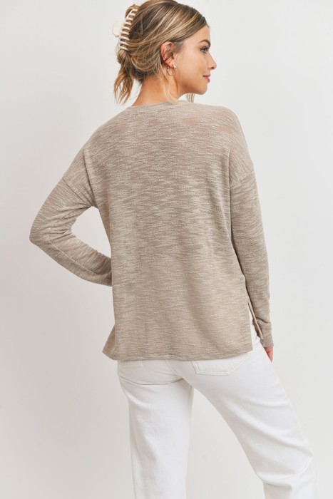 Love Kuza Belong - Sandstone Ease Henley Top