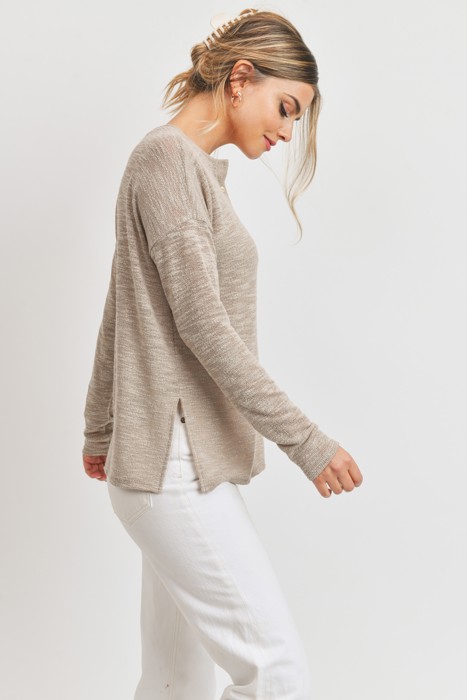Love Kuza Belong - Sandstone Ease Henley Top