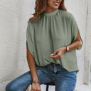 Grey Green Small Love Kuza Luxe Drapes Blouse