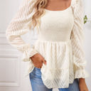 Beige Small Love Kuza Chevron Charm Peplum Top