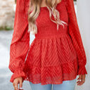 Red Small Love Kuza Chevron Charm Peplum Top