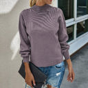 Grey Purple Size 2 Love Kuza Mock Neck Classic Sweater