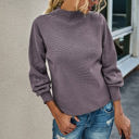 Grey Purple Size 2 Love Kuza Mock Neck Classic Sweater