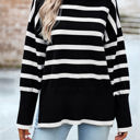 Black Size 2 Love Kuza High Neck Striped Cozy Sweater