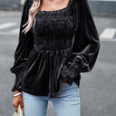 Black Small Love Kuza Velvet Peplum Top