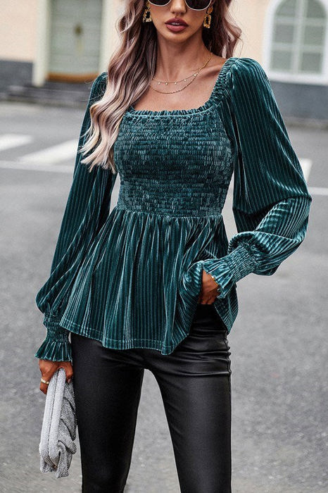 Love Kuza Velvet Peplum Top