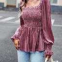 Mauve Small Love Kuza Velvet Peplum Top