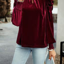 Wine Small Love Kuza Velvet Tie Back Blouse