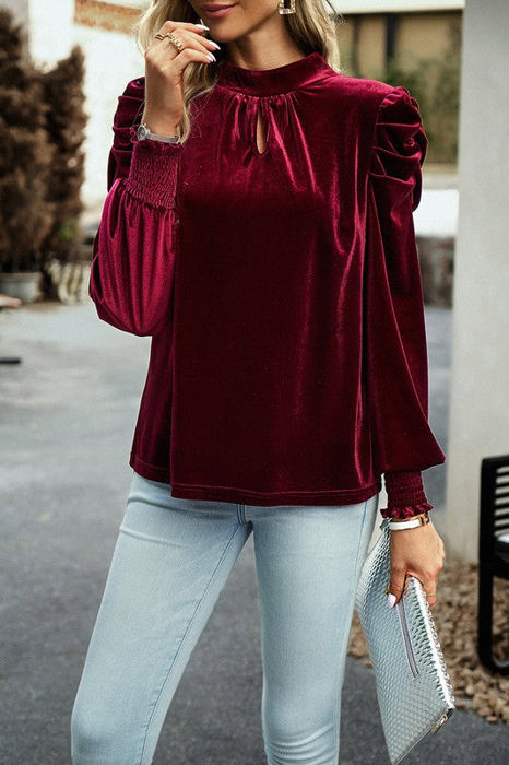 Love Kuza Velvet Tie Back Blouse