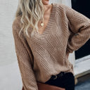 Khaki Small Love Kuza Zigzag Knit Sweater