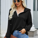 Black Small Love Kuza Cotton Mix Vneck Hoodie Top