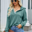 Light Green Large Love Kuza Cotton Mix Vneck Hoodie Top