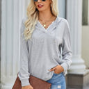 Light Grey Large Love Kuza Cotton Mix Vneck Hoodie Top