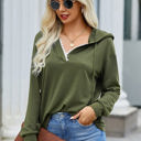 Olive Large Love Kuza Cotton Mix Vneck Hoodie Top