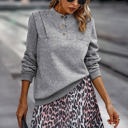 Gray Medium Love Kuza Pleated Button Sweatshirt