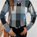 Blue XL Love Kuza Checkmate Light Knitted Sweater