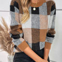 Coffee Large Love Kuza Checkmate Light Knitted Sweater