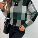 Green Small Love Kuza Checkmate Light Knitted Sweater