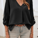 Black Small Love Kuza Velvetine V Blouse