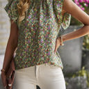 Green Small Love Kuza Flutter Bloom Blouse