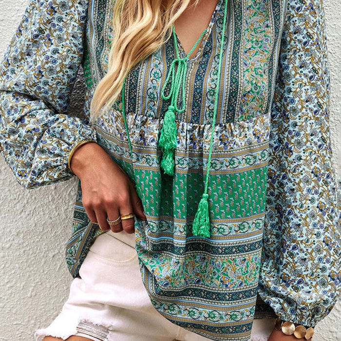 Love Kuza Boho Bloom Babydoll Blouse