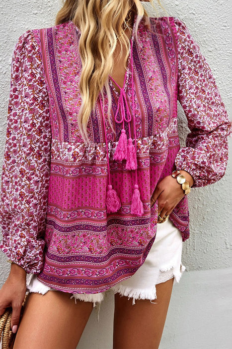 Love Kuza Boho Bloom Babydoll Blouse