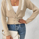 Beige Small Love Kuza Pearl Luxe Knit Top