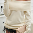 Beige Small Love Kuza Chic Foldover Knit Top