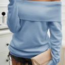 Blue Small Love Kuza Chic Foldover Knit Top