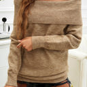 Camel Large Love Kuza Chic Foldover Knit Top