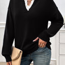 Black XL Love Kuza Serene Lace Knit Pullover