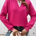 Fuchsia Small Love Kuza Serene Lace Knit Pullover