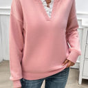 Pink Small Love Kuza Serene Lace Knit Pullover