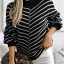 Black Large Love Kuza Striped Haven Knit Pullover Sweater