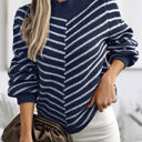 Navy Large Love Kuza Striped Haven Knit Pullover Sweater