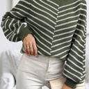 Olive Large Love Kuza Striped Haven Knit Pullover Sweater