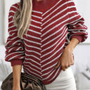 Wine Small Love Kuza Striped Haven Knit Pullover Sweater