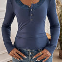 Blue Small Love Kuza Lace Elegance Ribbed Top