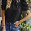 Black Large Love Kuza Whisper Pleats Blouse