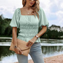 Light Green Large Love Kuza Ruffle Charm Peasant Top