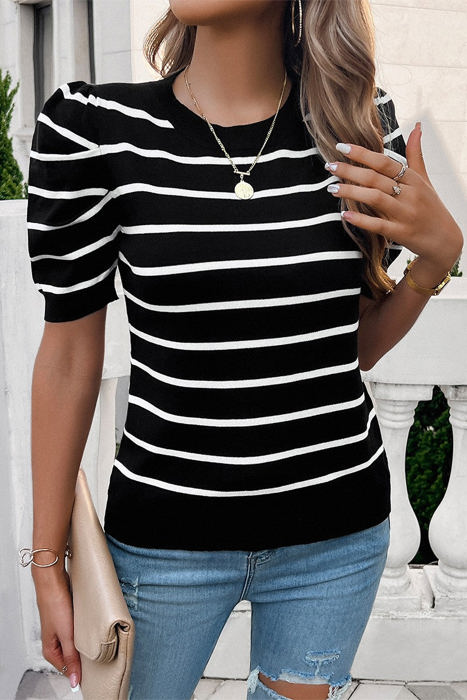 Love Kuza Striped Essence Knit Top