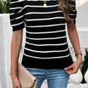 Black Large Love Kuza Striped Essence Knit Top