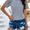 Gray Medium Love Kuza Lace Radiant Raglan Top